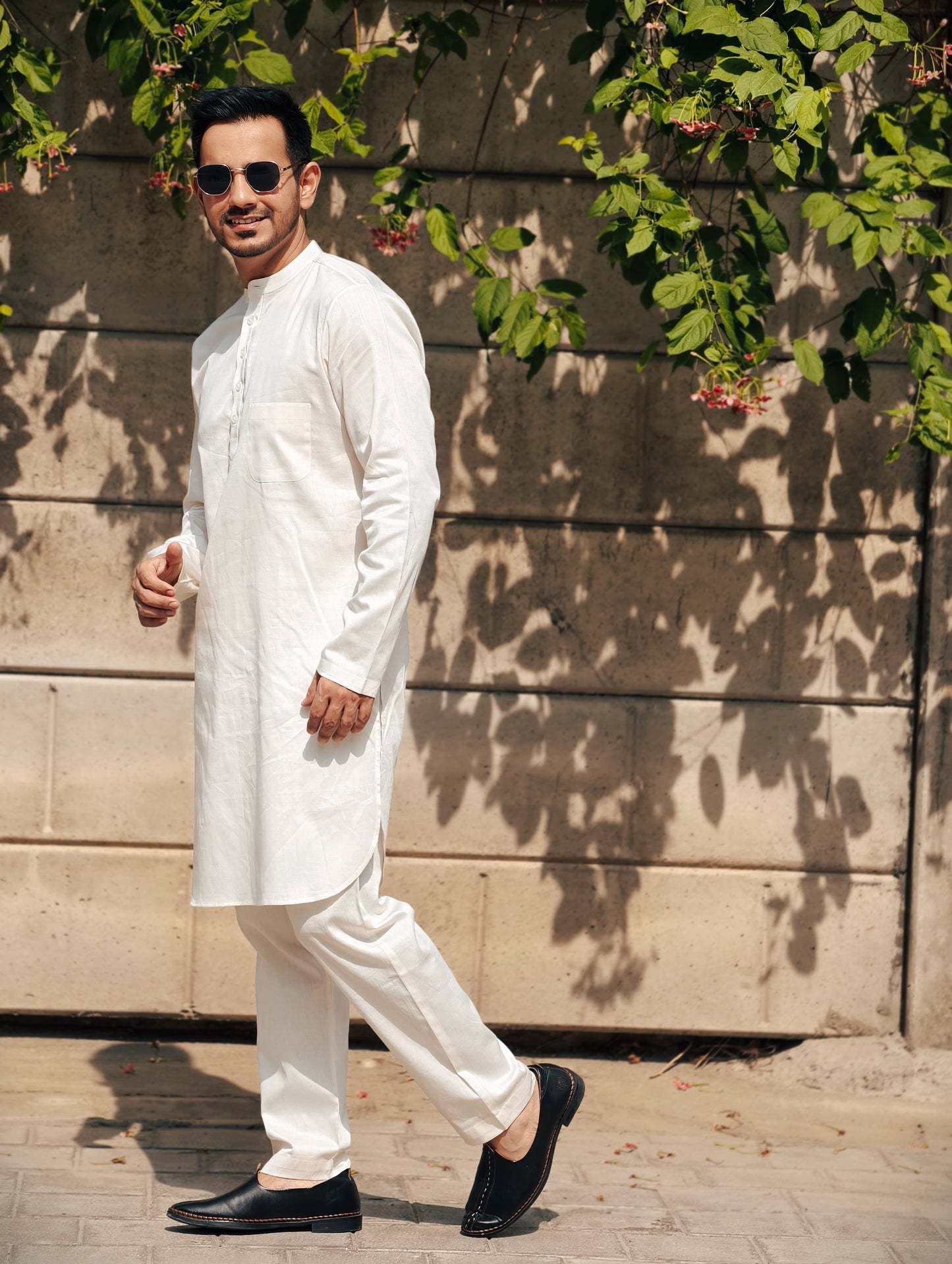 Off White Mandarin Premium Cotton Kurta Pajama