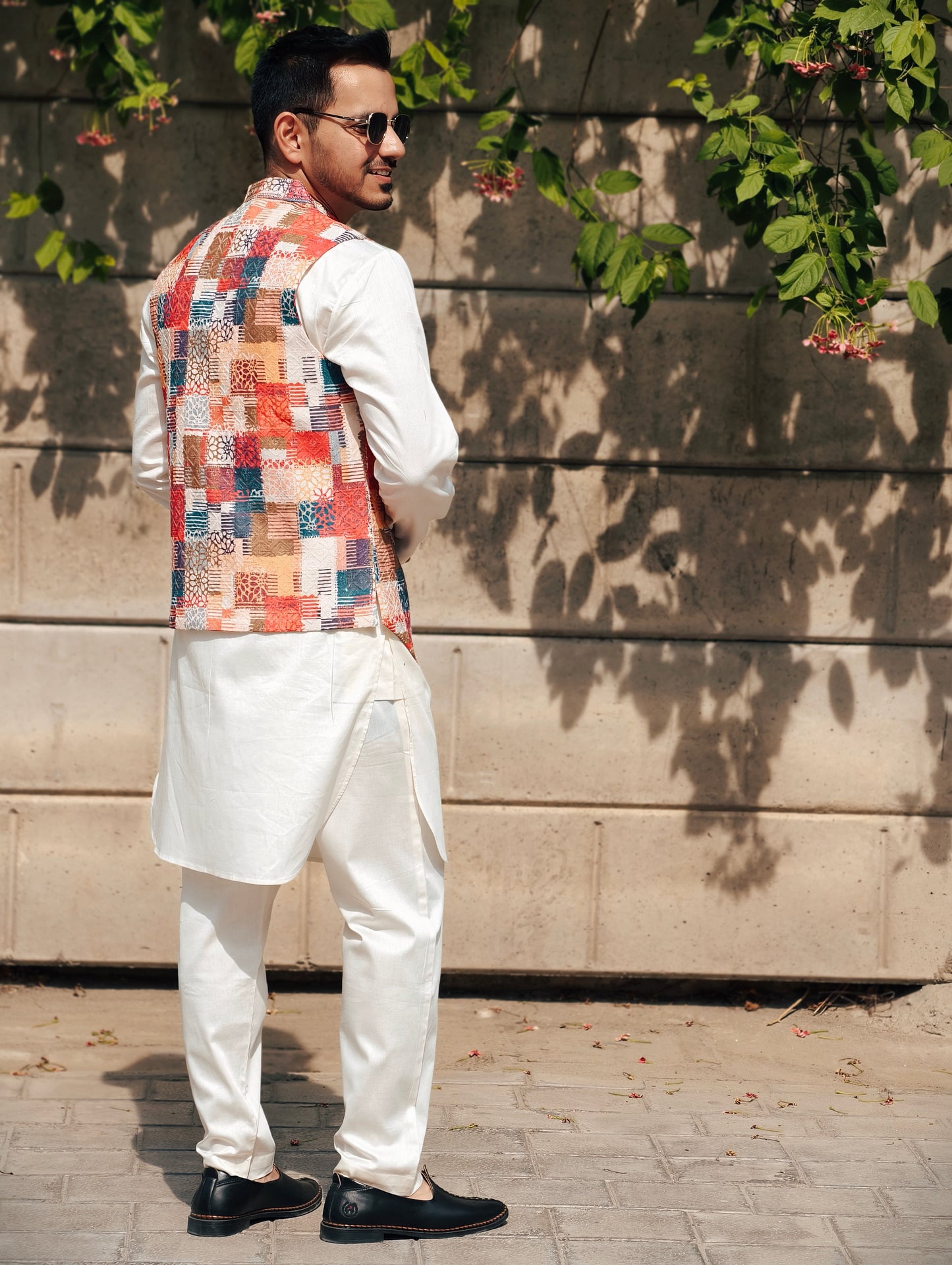 Men’s Multicolor Patchwork Print Nehru Jacket – Festive Fusion Wear