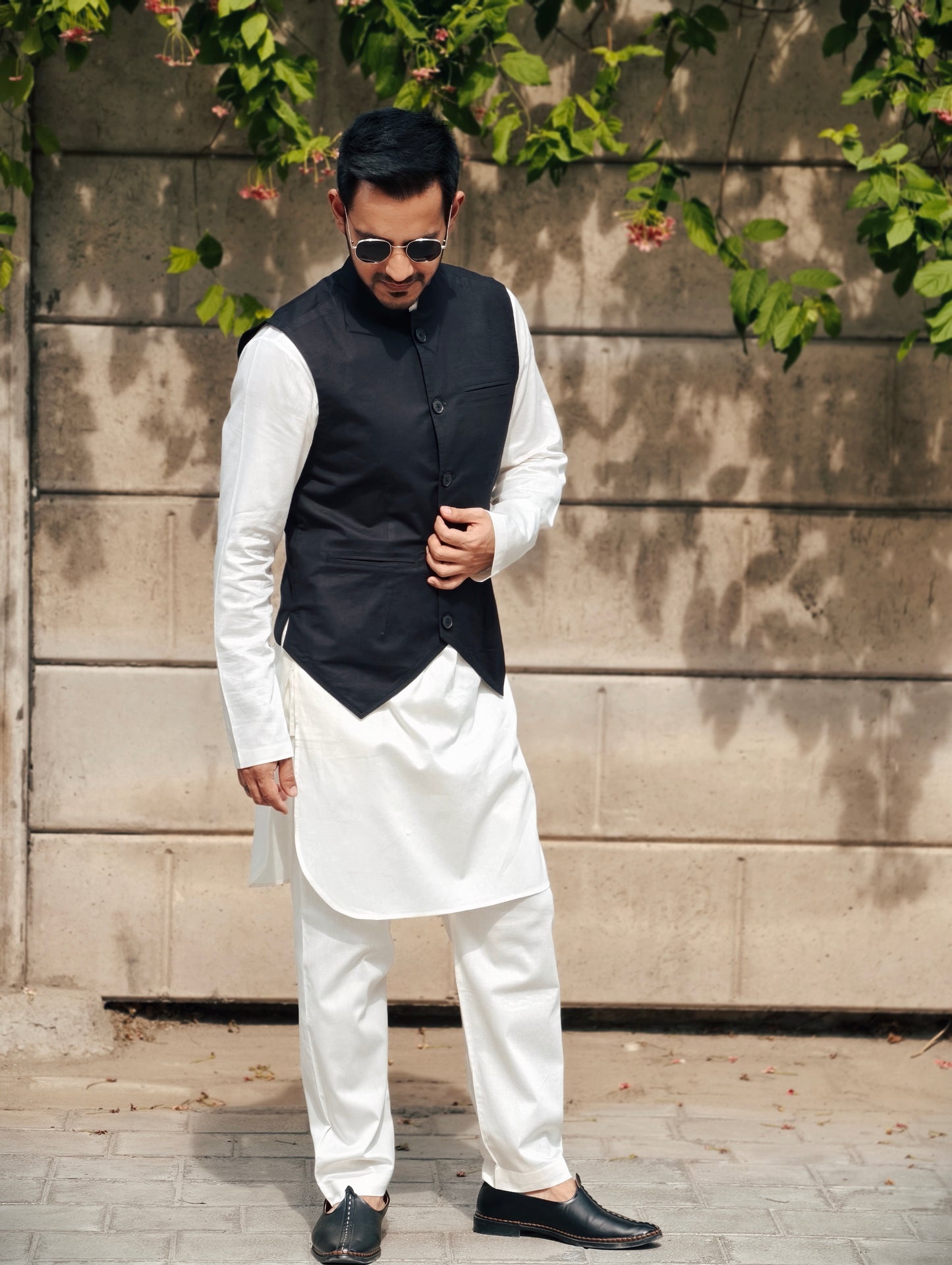 Men’s Classic Black Mandarin-Collar Nehru Jacket