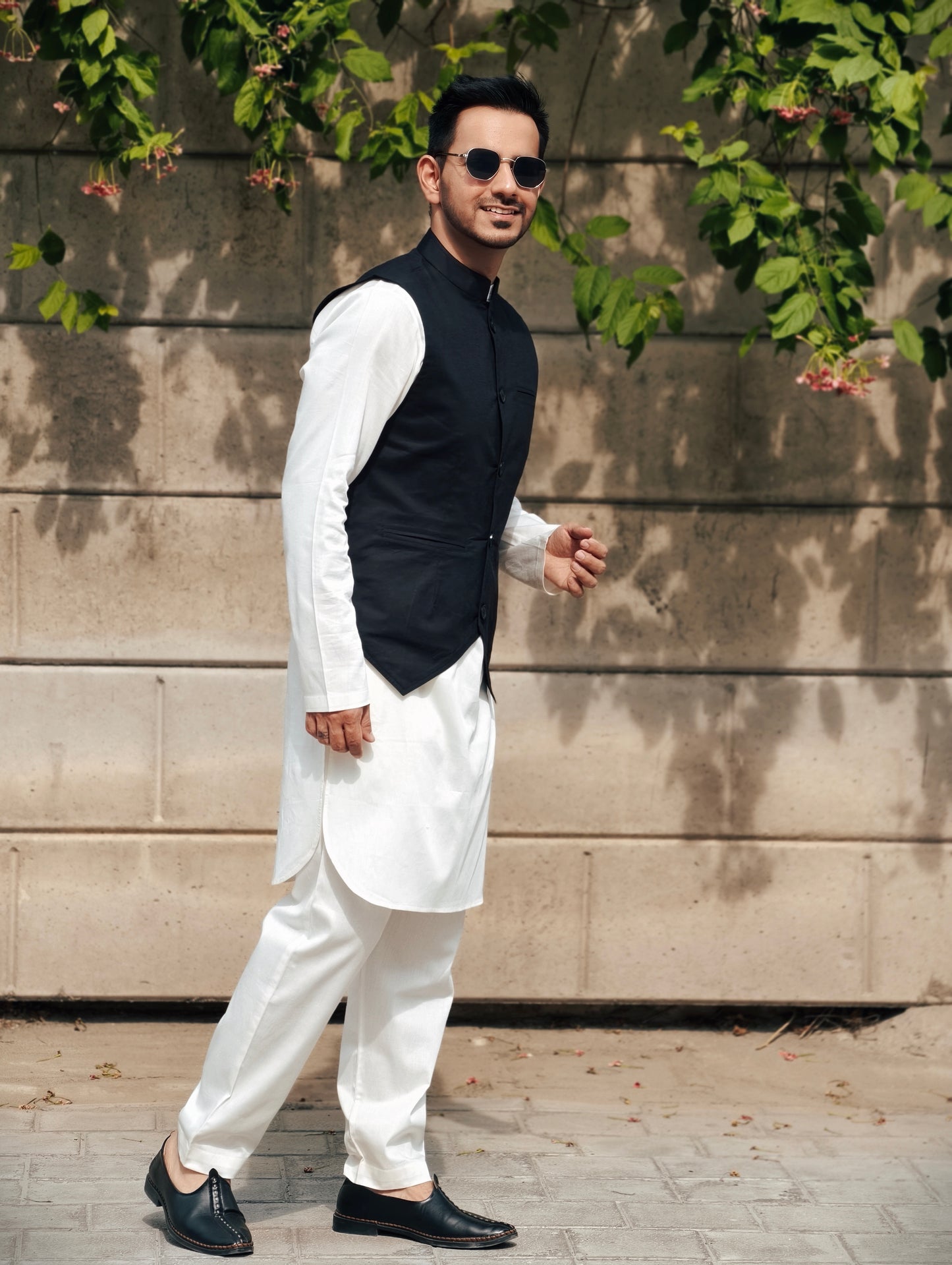 Men’s Classic Black Mandarin-Collar Nehru Jacket