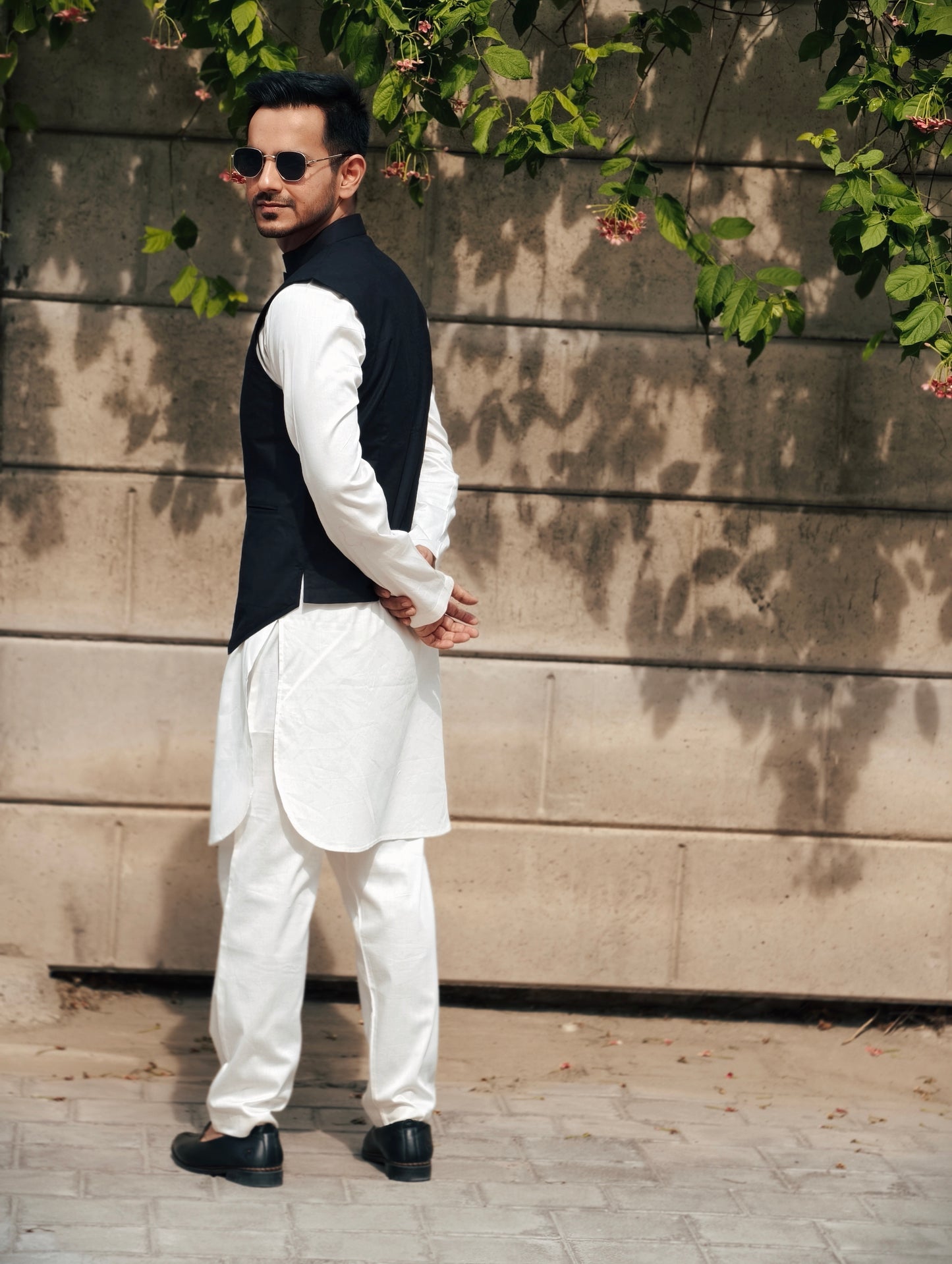 Men’s Classic Black Mandarin-Collar Nehru Jacket