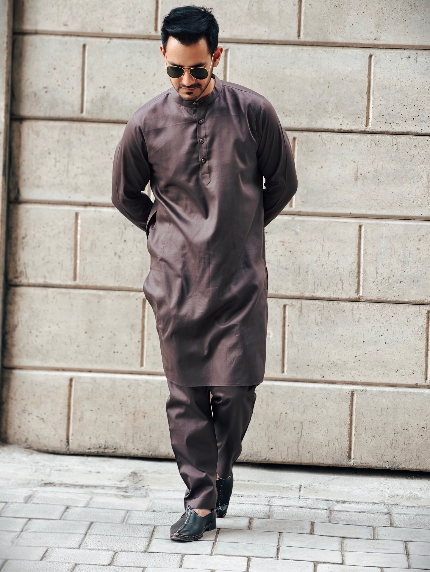 Men's Classic Dark Brown Premium Cotton Kurta Pajama Set