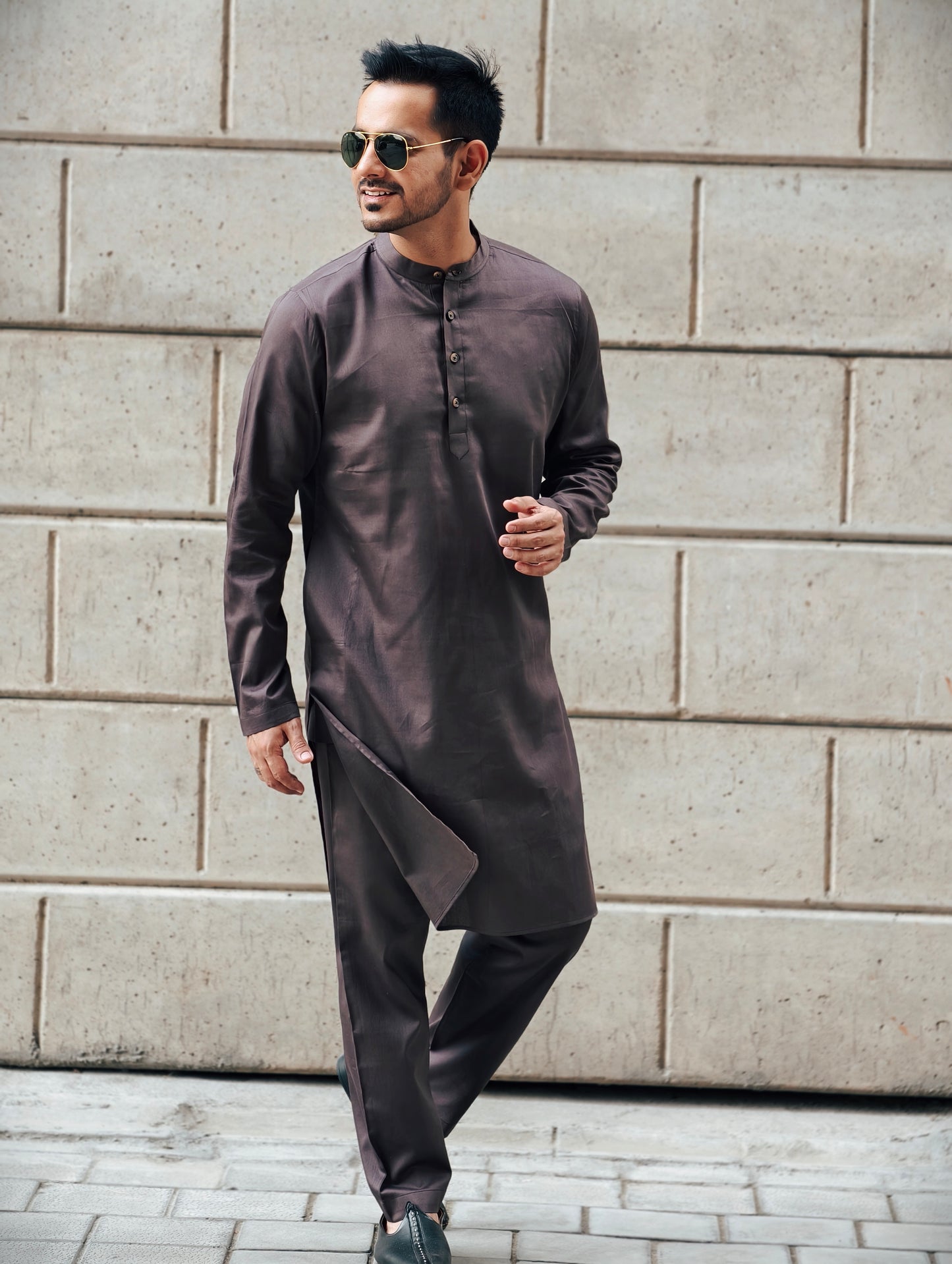 Men's Classic Dark Brown Premium Cotton Kurta Pajama Set