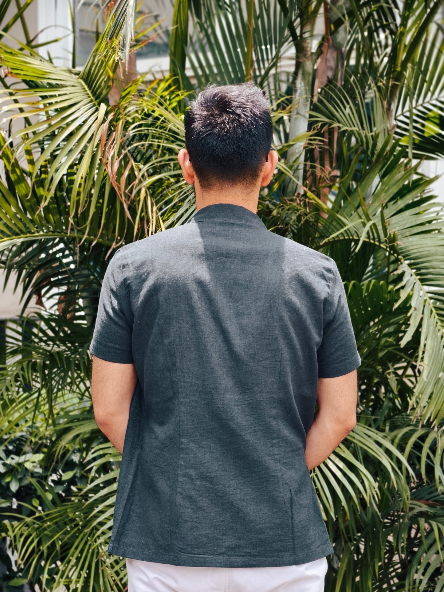 Men’s Wrapped Jacket-Style Shirt – Dark Green