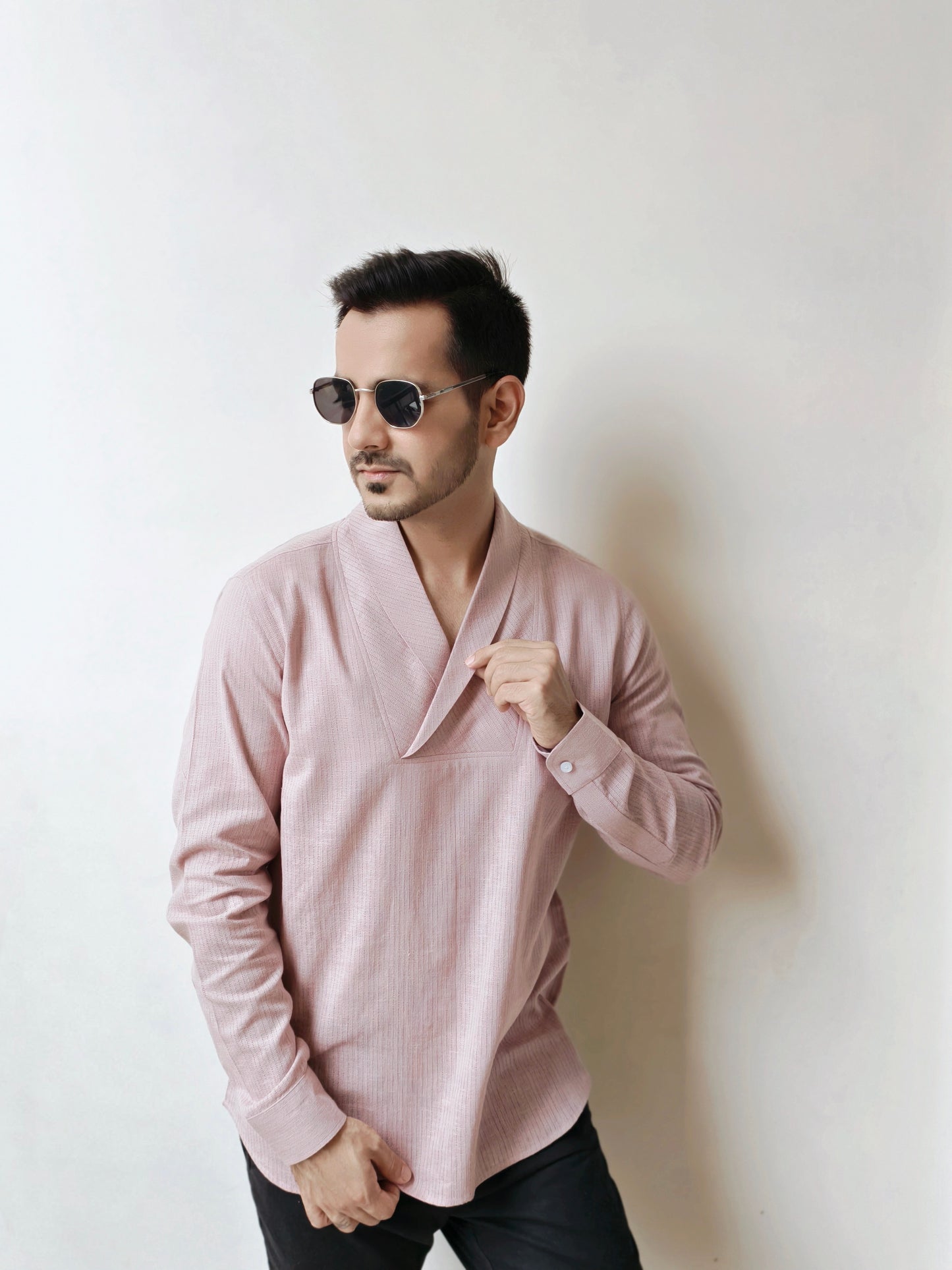 Men's Premium Soft Cotton Cowl Neck Full Sleeves Shirt