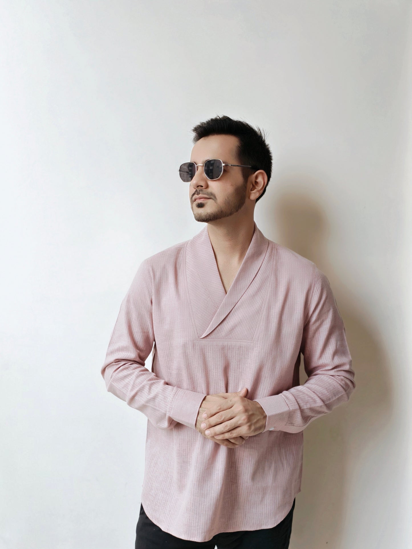 Men's Premium Soft Cotton Cowl Neck Full Sleeves Shirt