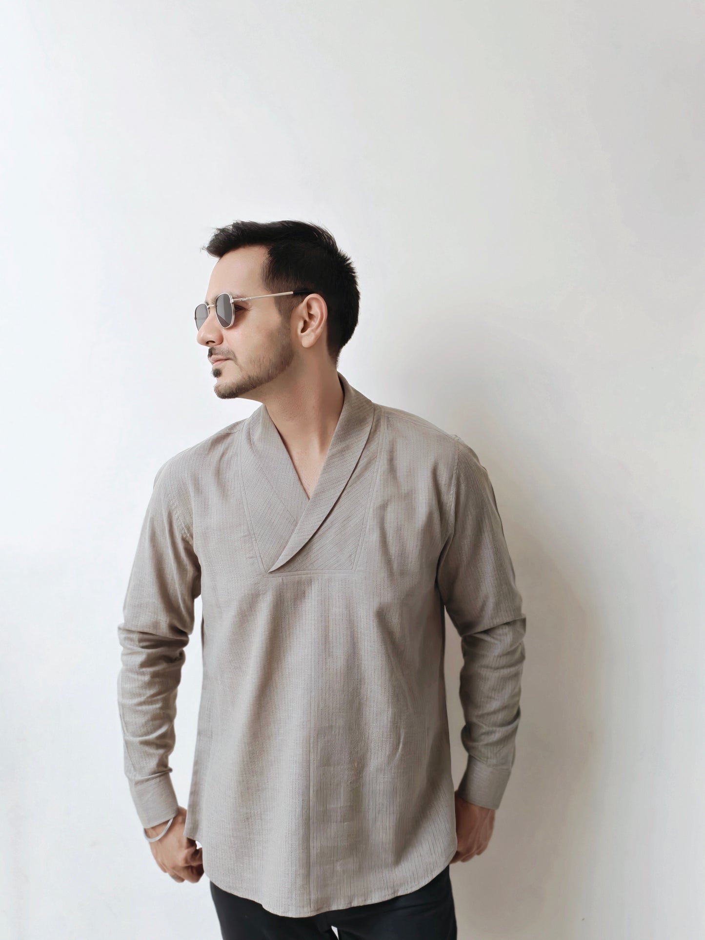 Men's Premium Soft Cotton Cowl Neck Full Sleeves Shirt