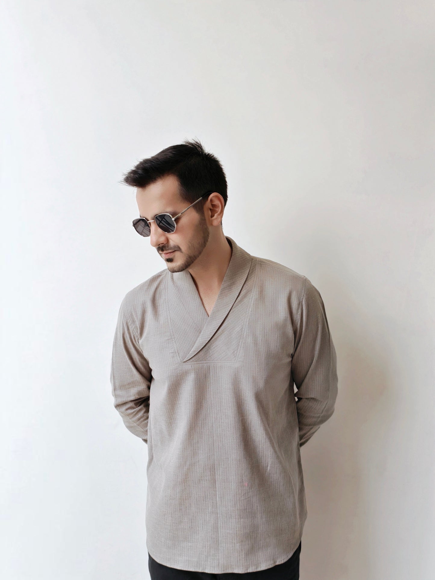 Men's Premium Soft Cotton Cowl Neck Full Sleeves Shirt