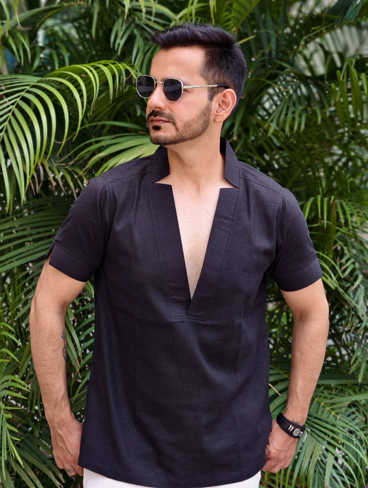 Men’s Black Bold V-Neck Resort Shirt
