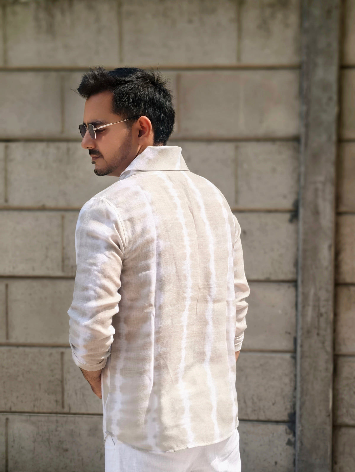 Men’s Pista Tie-Dye Shawl Collar Kurta Shirt