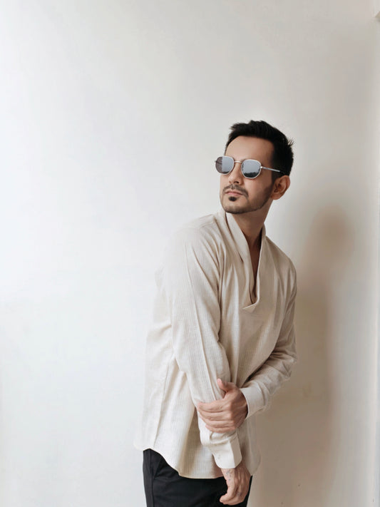 Men's Premium Soft Cotton Cowl Neck Full Sleeves Shirt