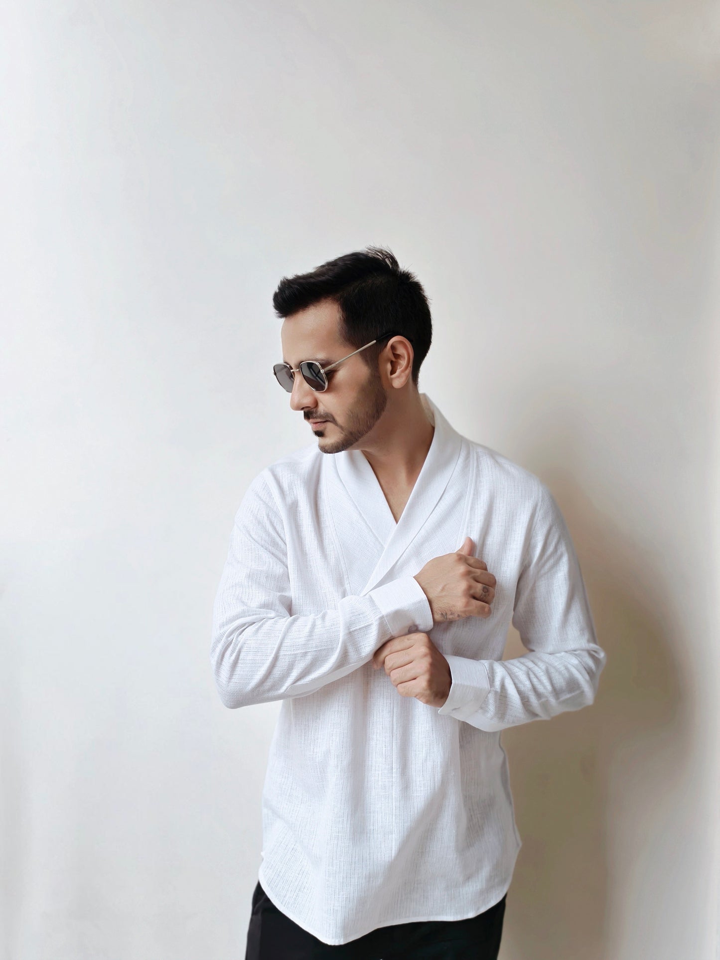Men's Premium Soft Cotton Cowl Neck Full Sleeves Shirt