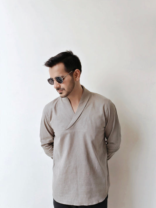 Men's Premium Soft Cotton Cowl Neck Full Sleeves Shirt
