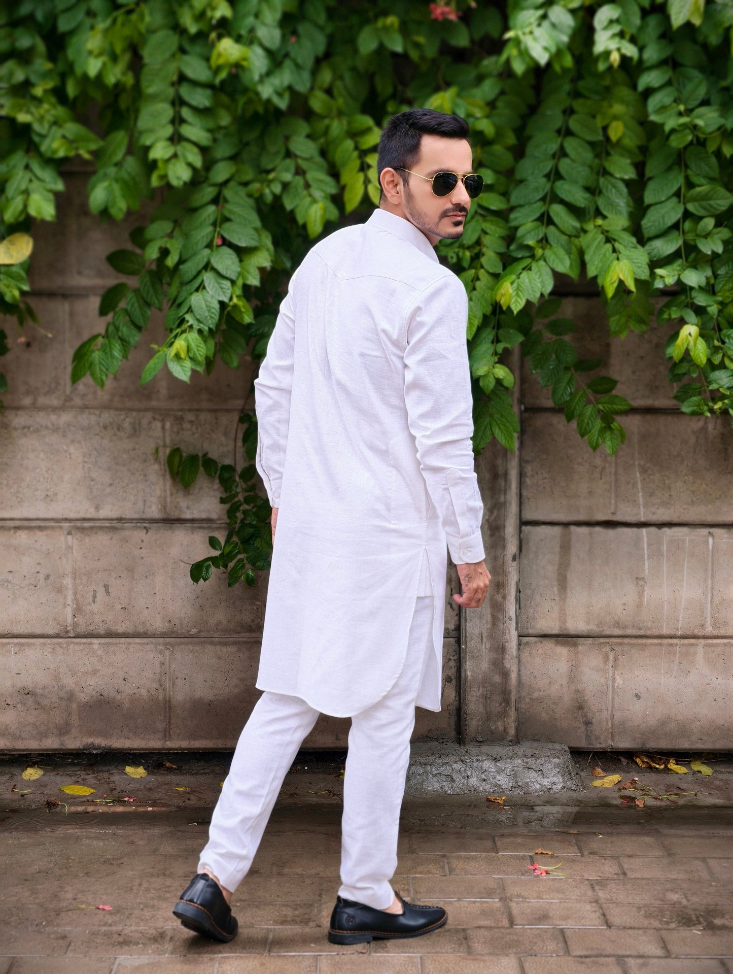 Men’s Classic White Premium Textured Cotton Kurta Pajama Set