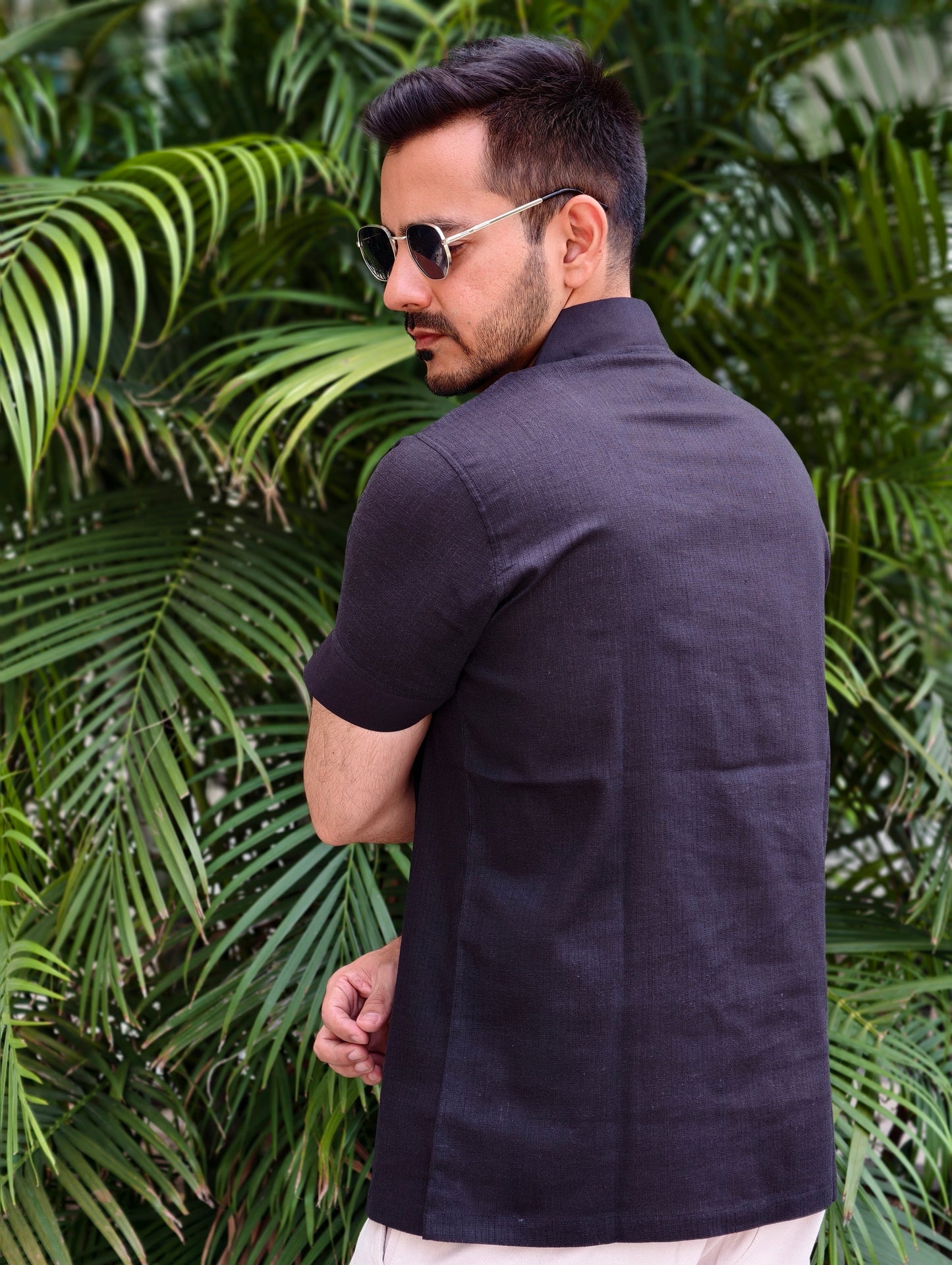 Men’s Black Bold V-Neck Resort Shirt