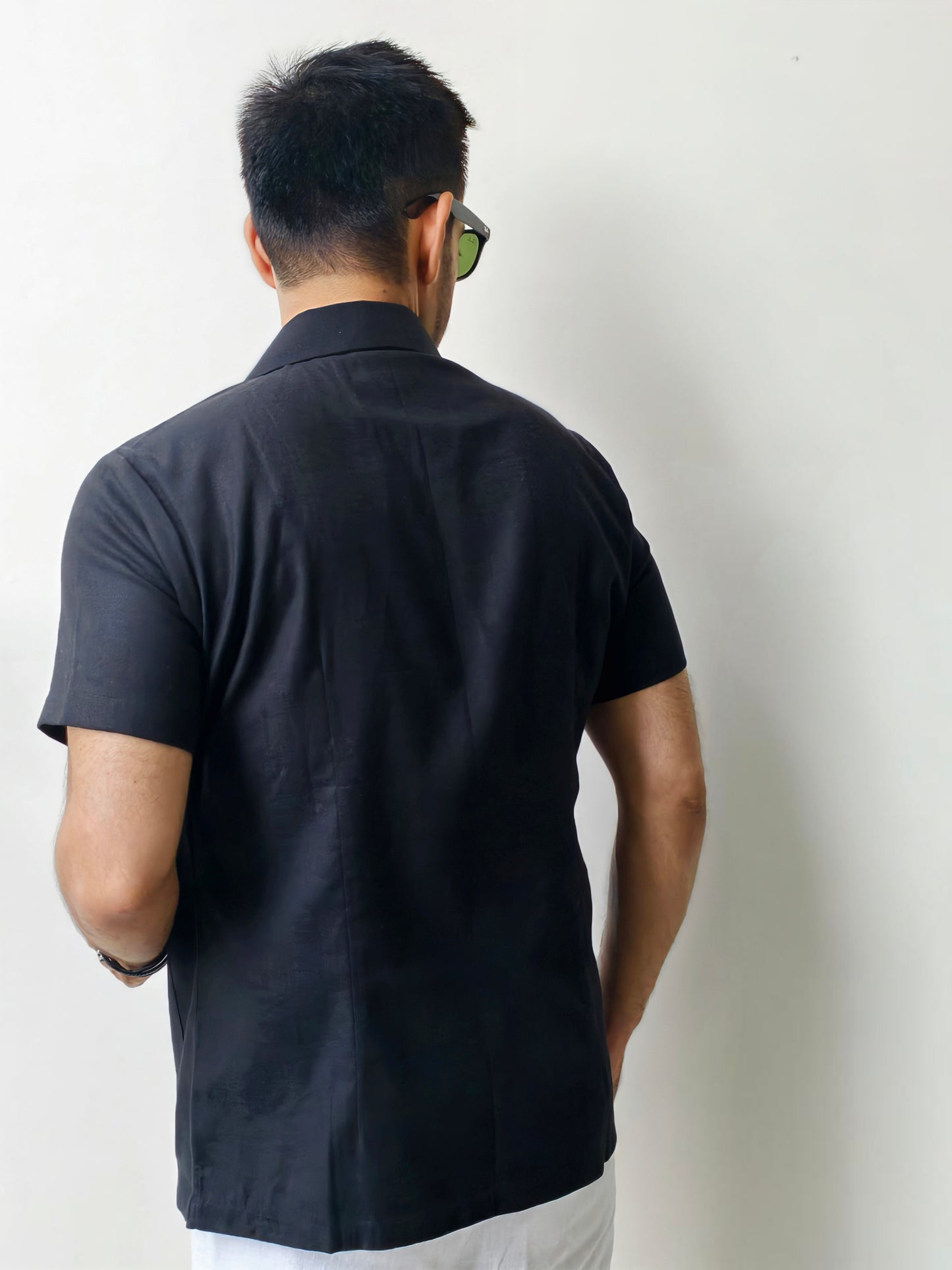 Men’s Black Wrapped Jacket Style Knot Shirt
