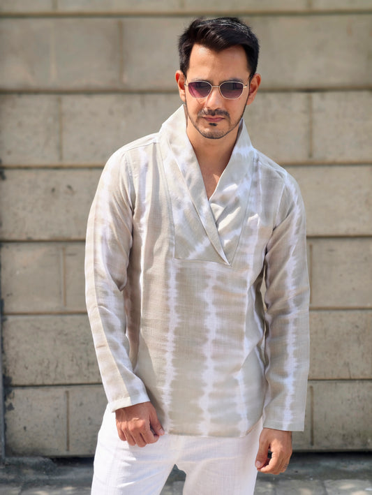 Men’s Pista Tie-Dye Shawl Collar Kurta Shirt
