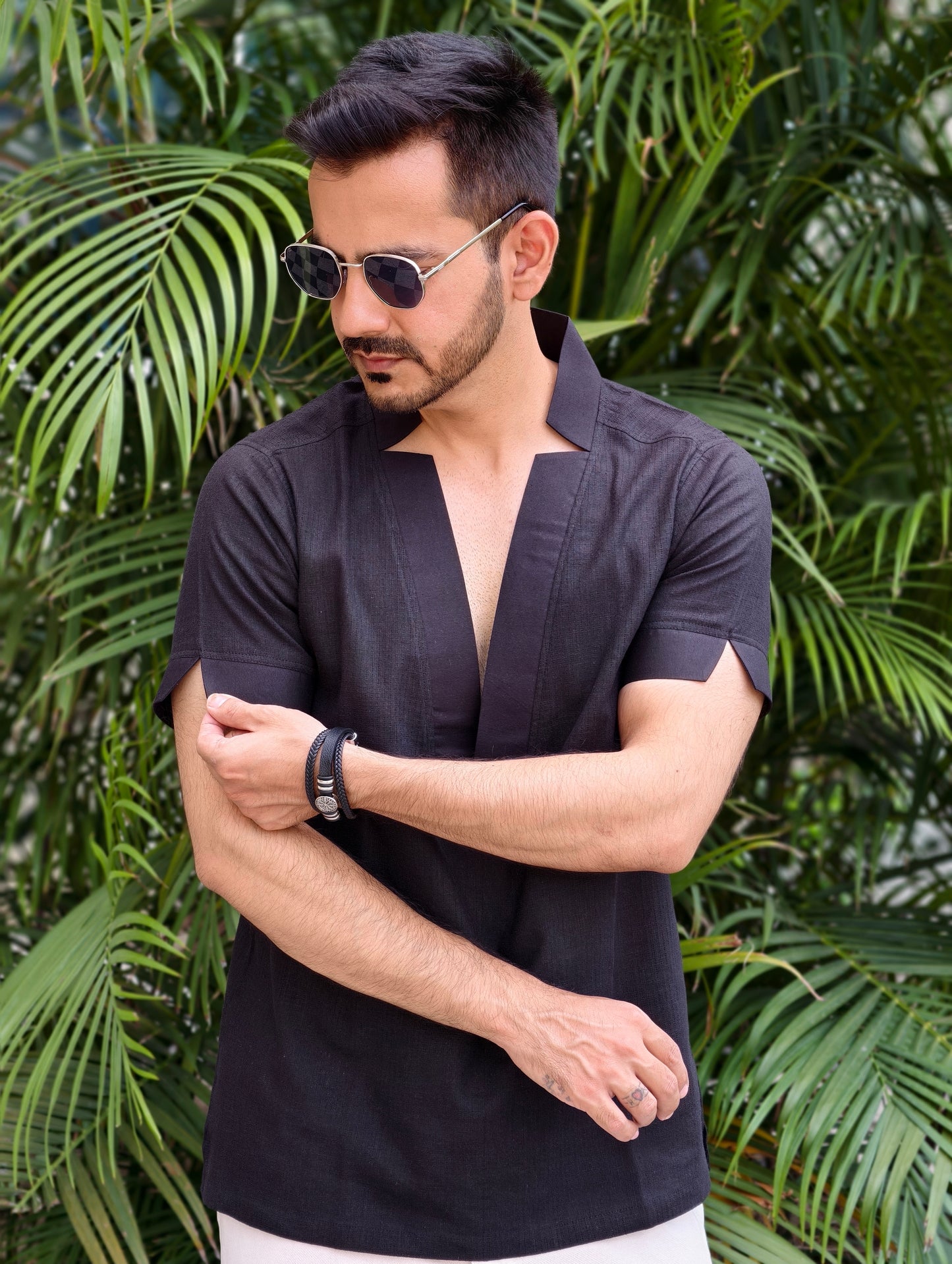 Men’s Black Bold V-Neck Resort Shirt