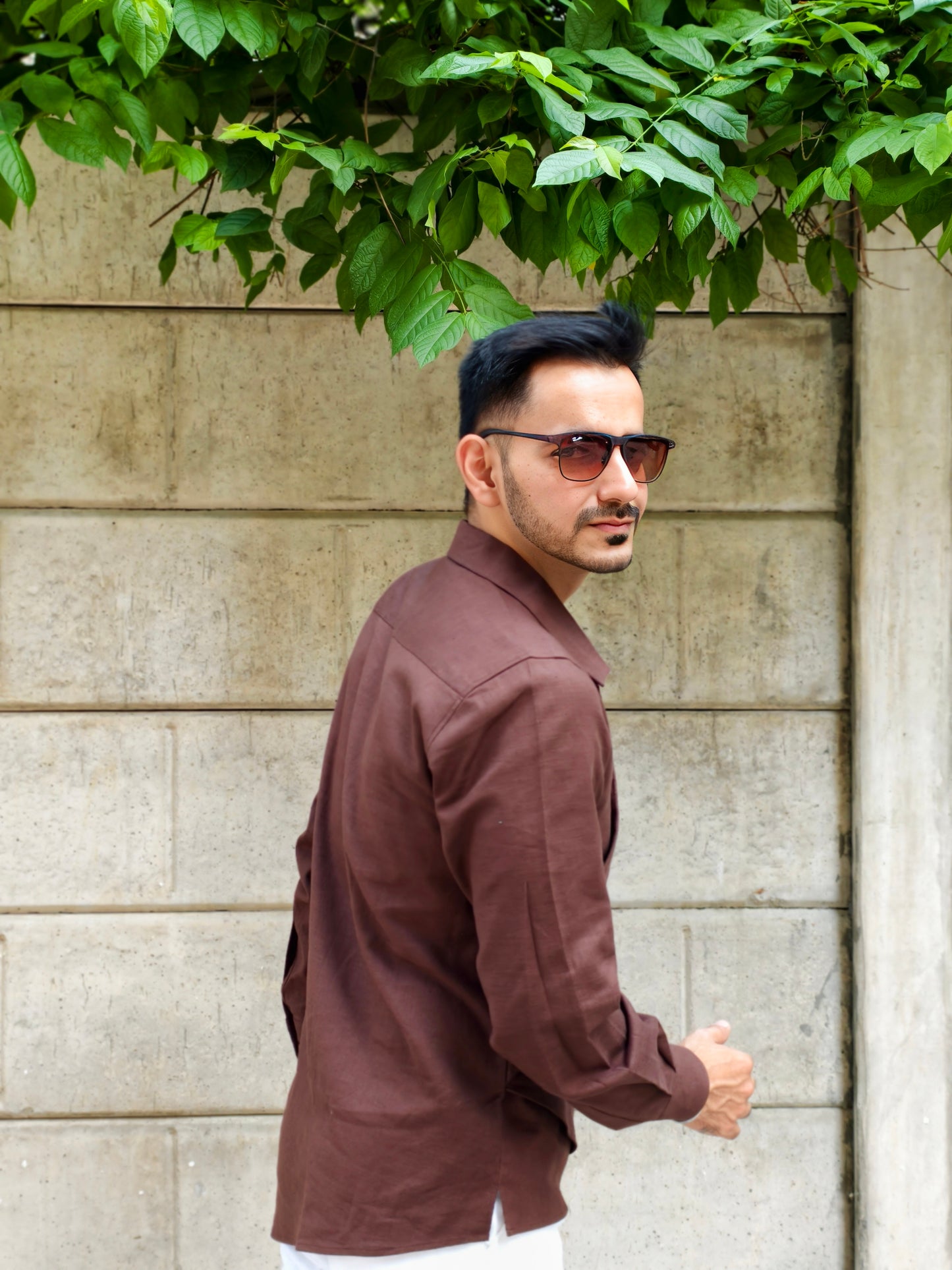 Men’s Designer Brown Asymmetric Casual Wrap Kurta Shirt | Modern Casual & Party Wear